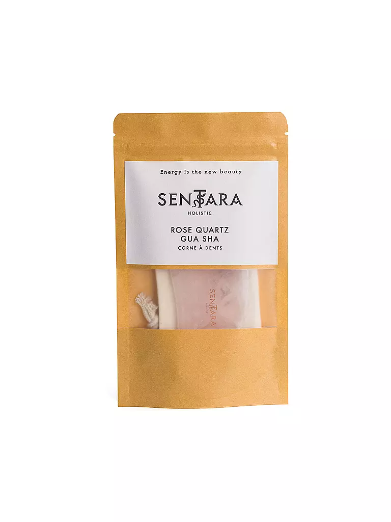 SENTARA Massagestein - Gua Sha Horn mit Zahn Rose Quartz  rosa