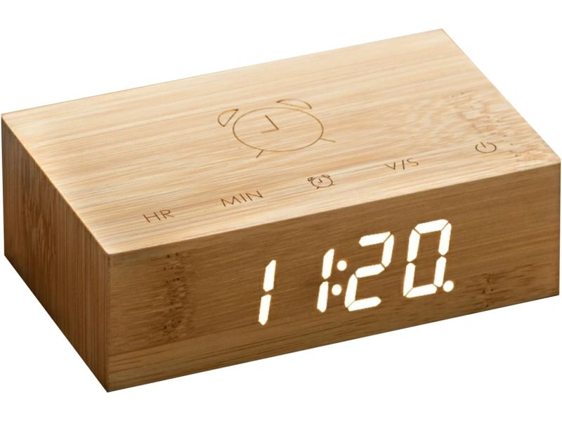 Gingko Digitalwecker Flip Click Clock Braun Designwecker mit LED Display