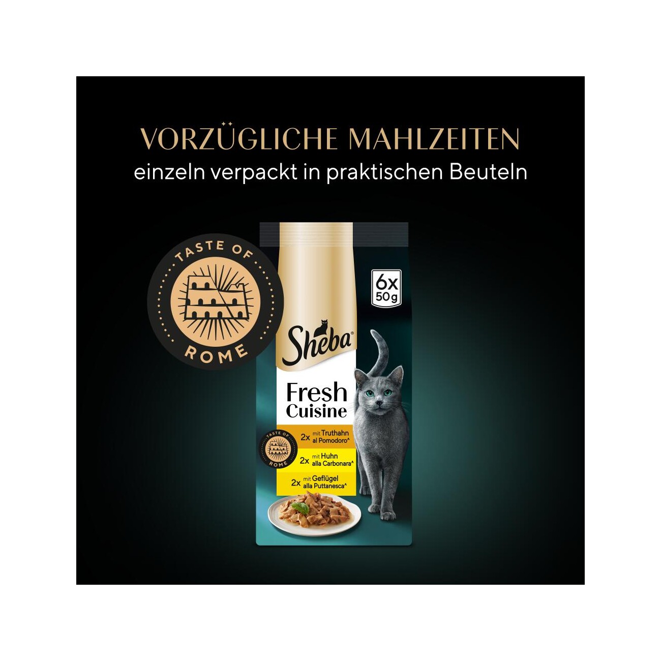 Sheba Fresh Cuisine Nassfutter Katze Adult, Multipack 36x50 g Taste of Rome