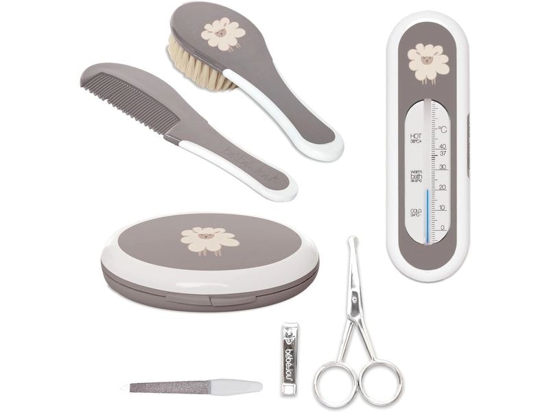 ZEWI bébé-jou Baby-Pflegeset Farm Friends Taupe/Weiss Babypflege-Set mit Motivdruck