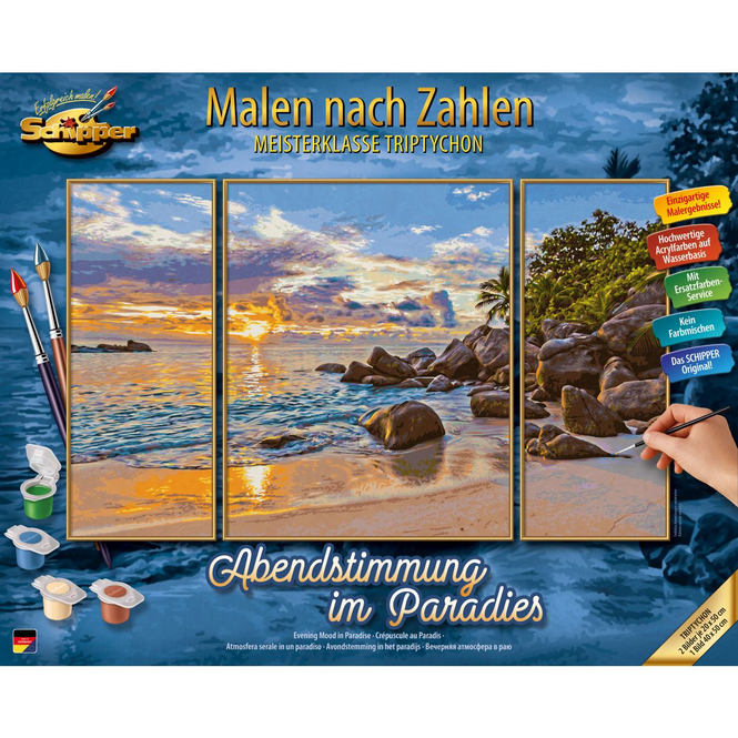 Malen nach Zahlen - Abendstimmung im Paradies - Meisterklasse Triptychon