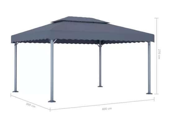 Tonnelle et guirlande lumineuse à LED 4x3m Anthracite Aluminium