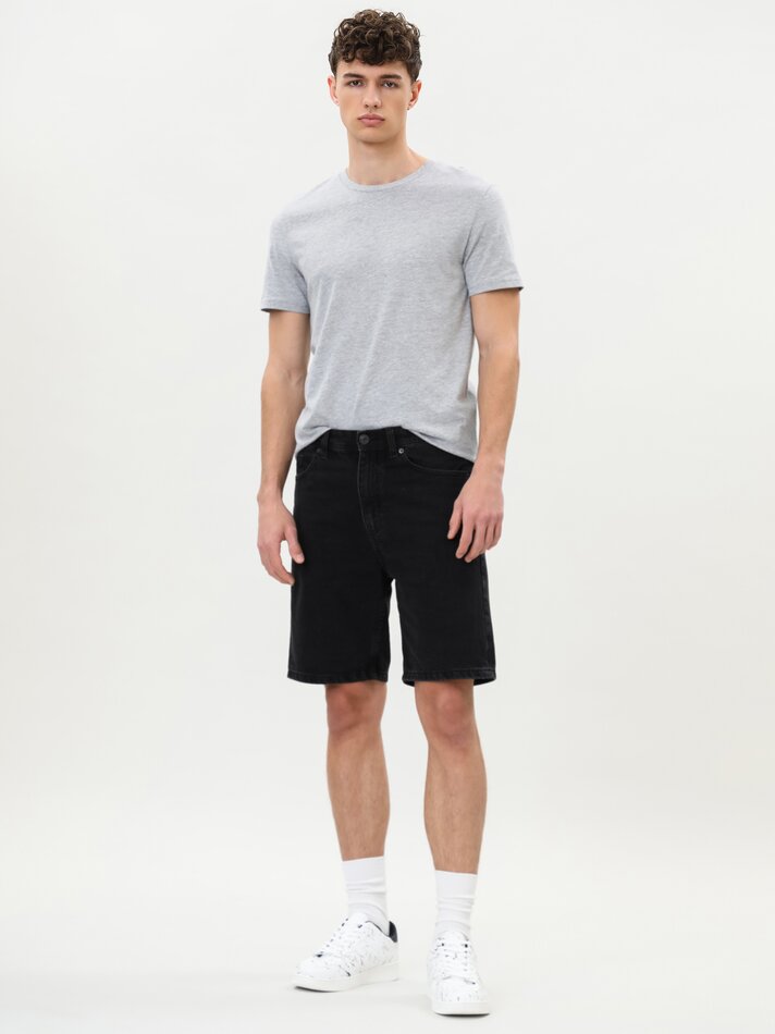 Bermuda jeans slim fit - Preta