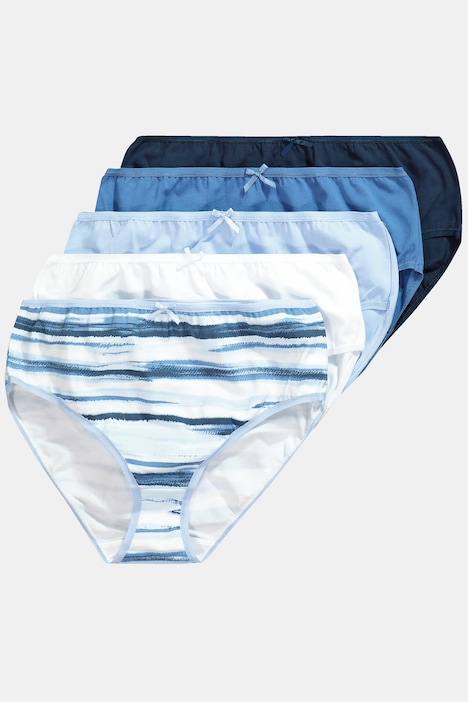 Midislips, 5er-Pack, Marmorstreifen/uni