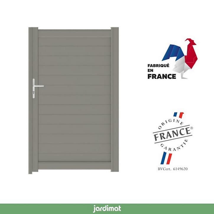 Portillon Jardimat battant aluminium Emagny gris quartz - 100 x h.180 cm