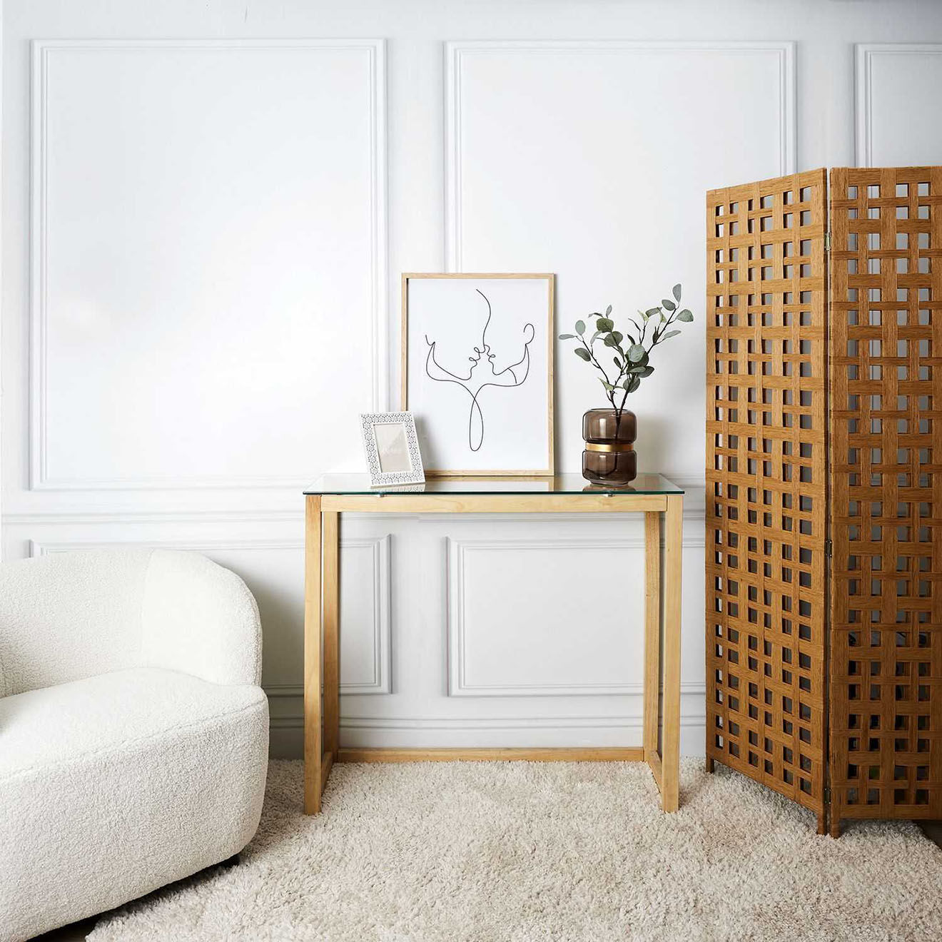 Home Deco Factory Console en Verre transparent/marron - 100x32x87 cm