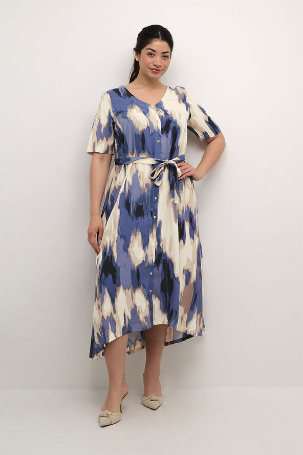 Kaffe Curve KCbella Dress Blue abstract print