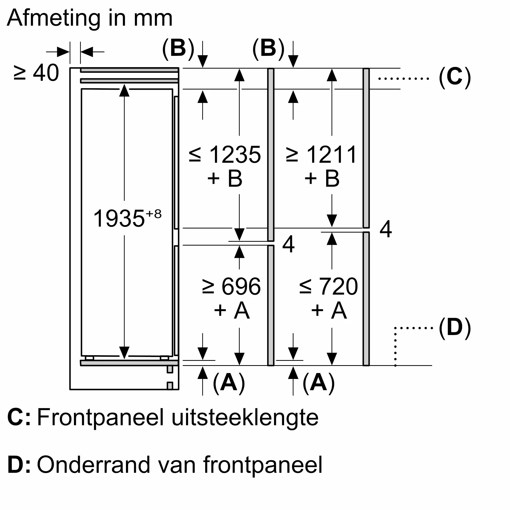Serie 6 Inbouw koel-vriescombinatie 193.5 x 55.8 cm Vlakscharnier met SoftClose