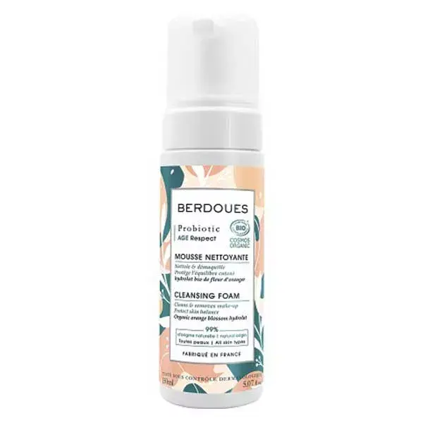 Espuma de Limpeza Facial Probiótica Age Respect da Berdoues 150ml