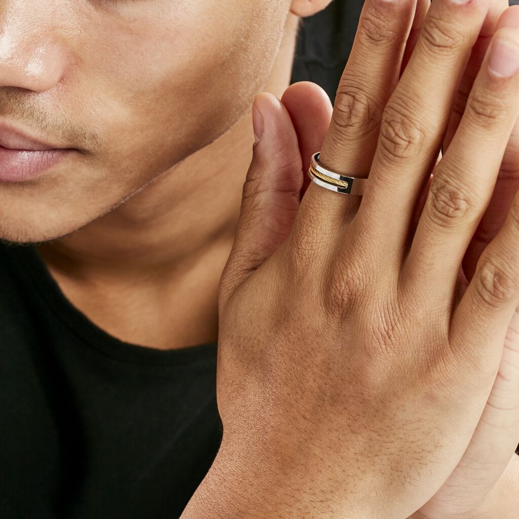 Bague Acier Blanc Stelios Diamant
