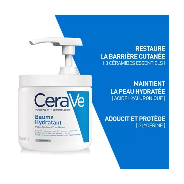 CeraVe Bálsamo Hidratante Facial e Corporal em Pote com Bomba Dosadora 454g