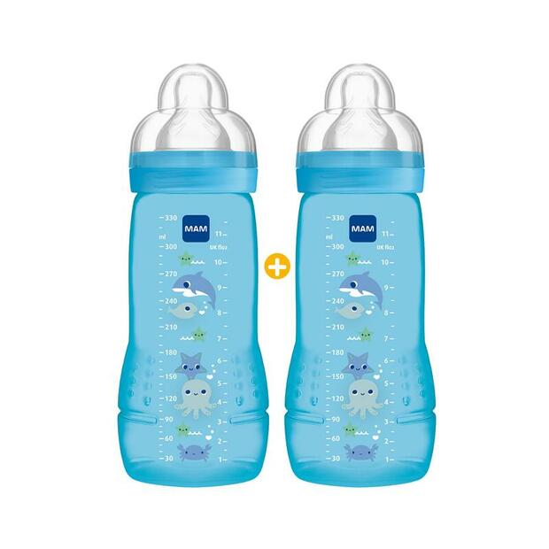Lot 2 Biberons Easy Active 2ème âge 330ml - MAM