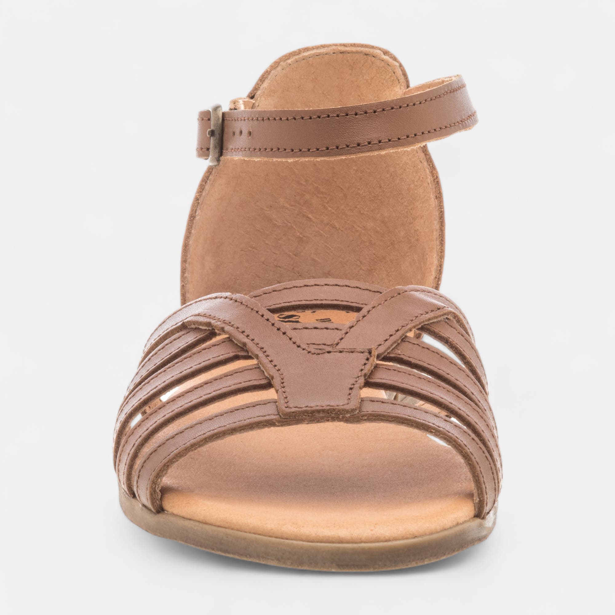 Sandales Femme en cuir cognac