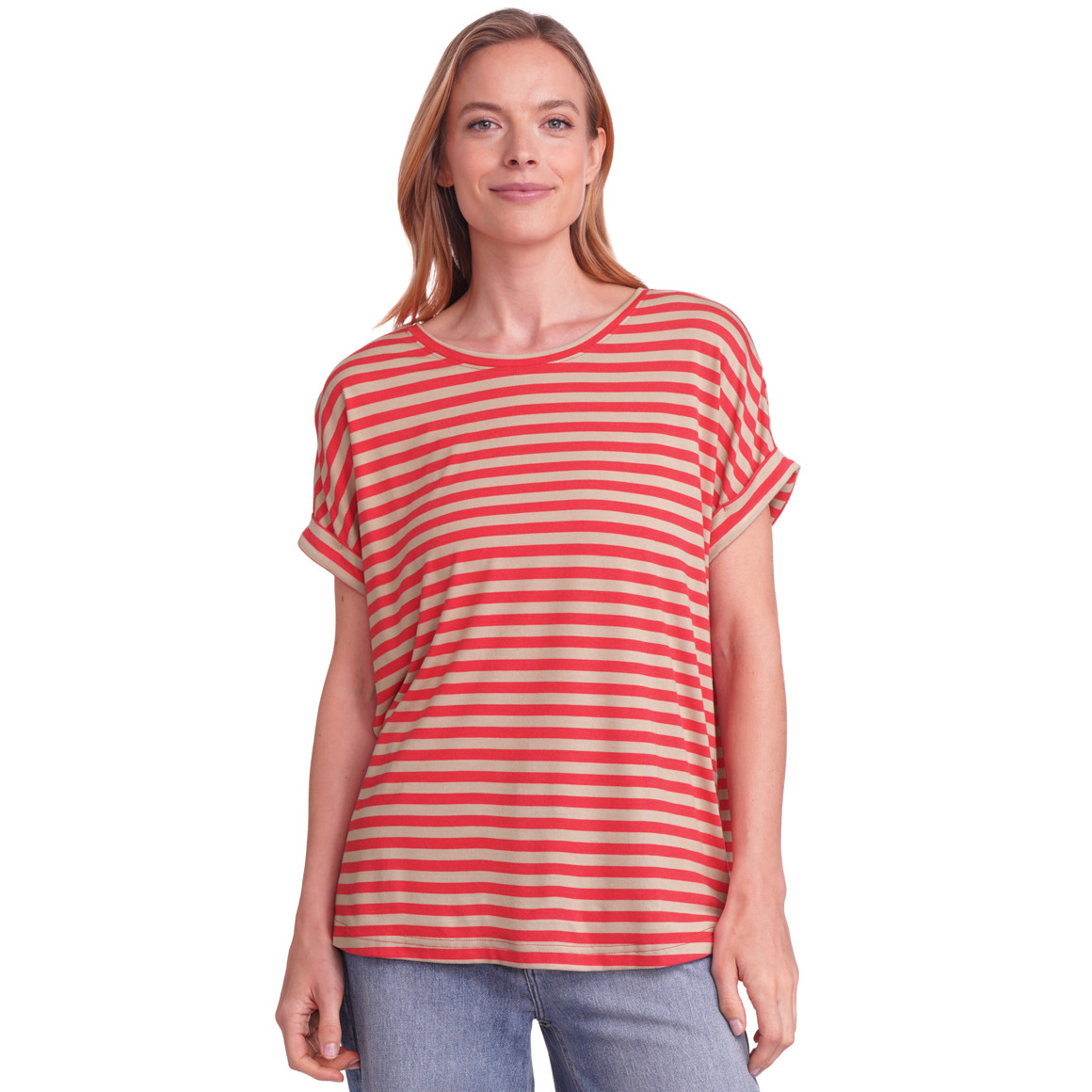 Gina Benotti Damen T-Shirt mit Print beige / rot