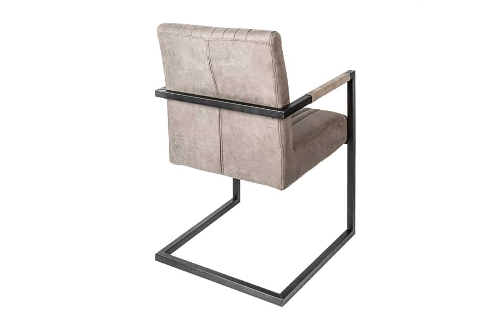 Moderner Freischwinger Armlehnenstuhl BIG ASTON taupe Taschenfederkern Eisengestell