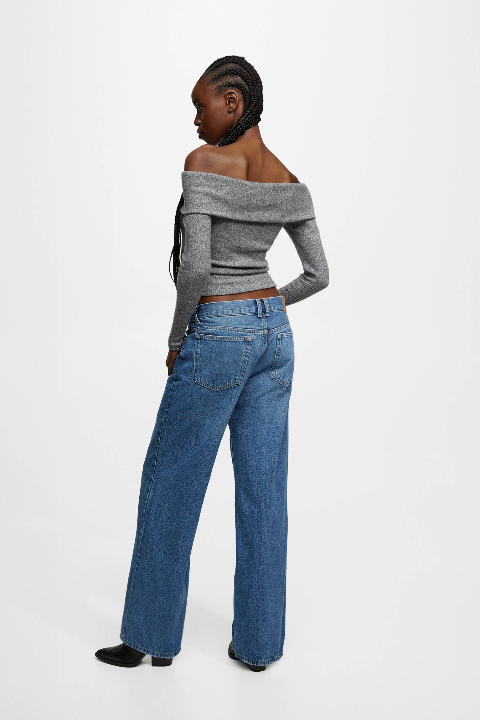 CALÇA JEANS OVERSIZED - CINTURA BAIXA - AZUL MÉDIO