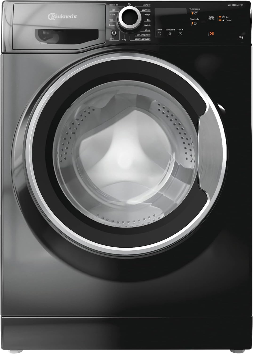 Bauknecht WM BB 814 A Waschmaschine Frontlader / 8kg / EEK A/Kurz 30 / Kurz 45 / Kraftvolle Fleckenentfernung/Anti-Allergie-Programm/Wolleprogramm/Schwarz/Langlebiger Inverter-Motor