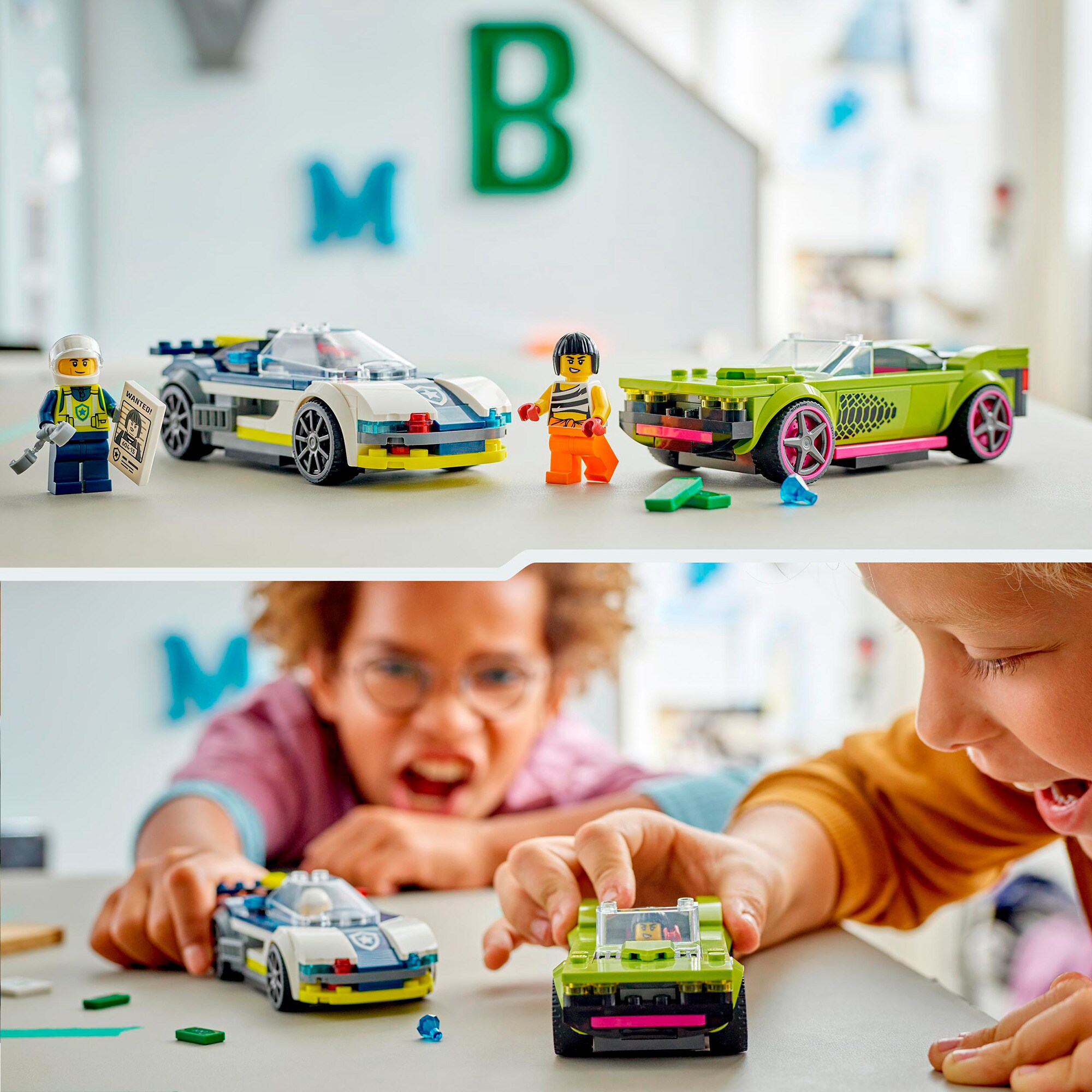 LEGO Konstruktionsspielzeug City Verfolgungsjagd mit Polizeiauto und Muscle Car