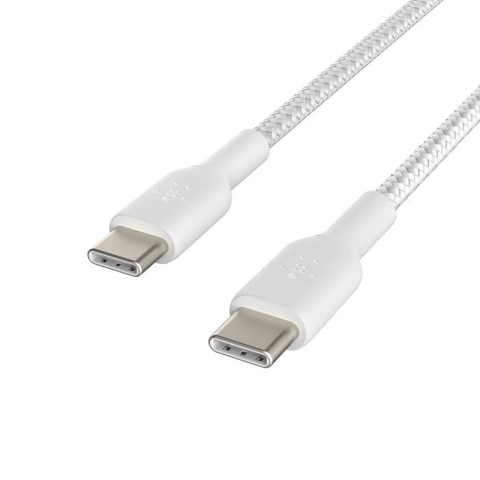 (1m) 60W Boost Charge USB C auf USB C Ladekabel Nylon Datenkabel (CAB004BT1MWH) - Weiss
