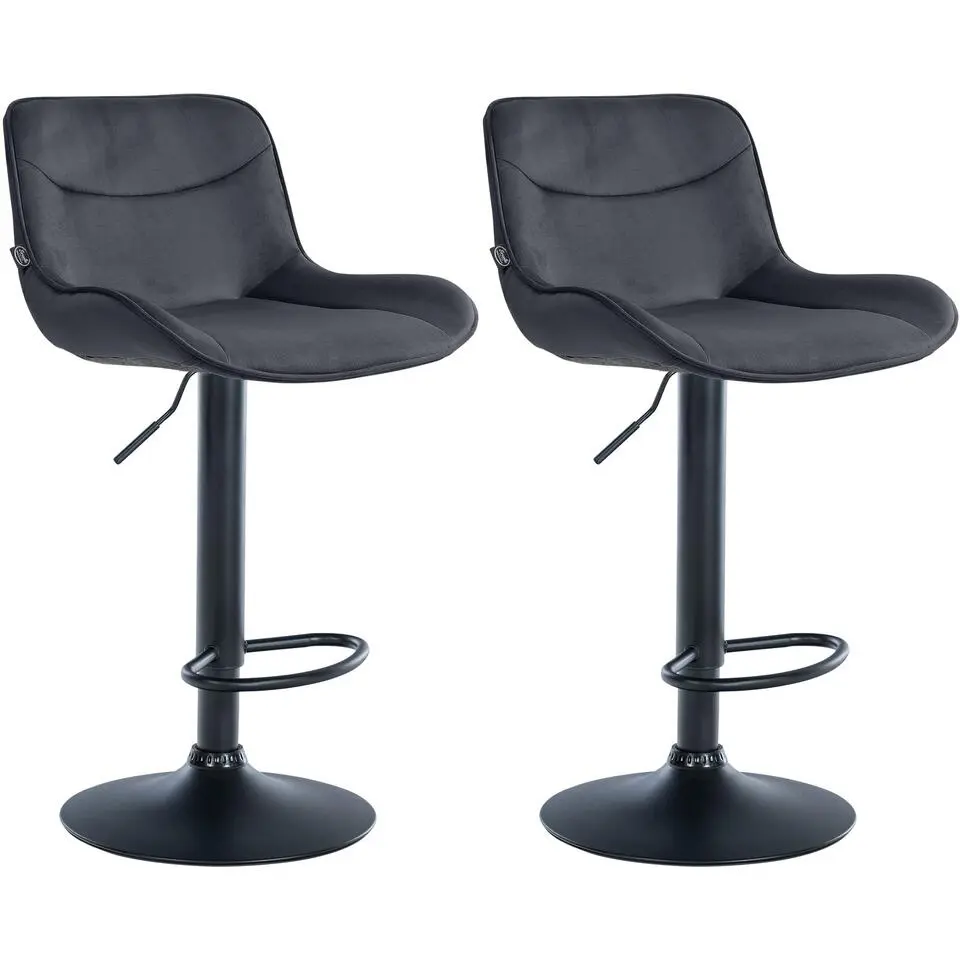 CLP Set van 2 Barkruk Vonore zwart Frame - Fluweel - zwart