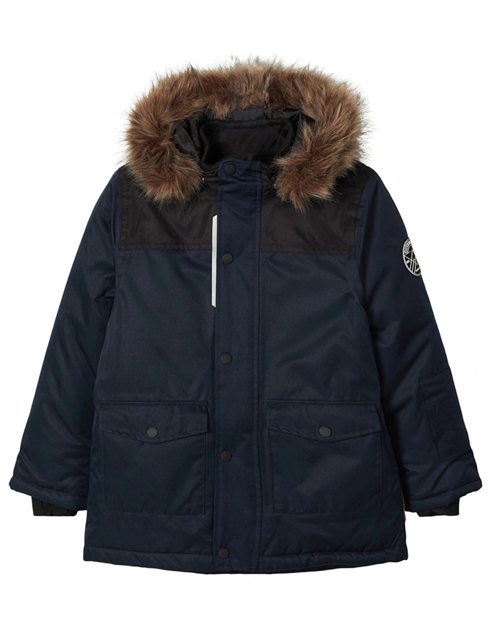 Funktions-Winterjacke NKMSNOW10 mit Kunstfellbesatz in dunkelblau