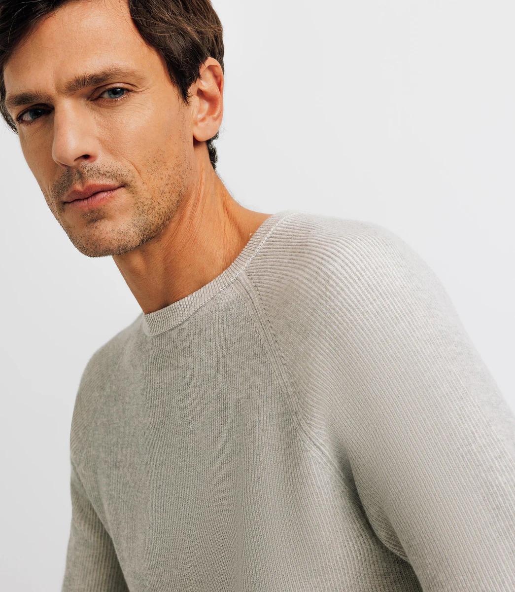 Pull col rond gris