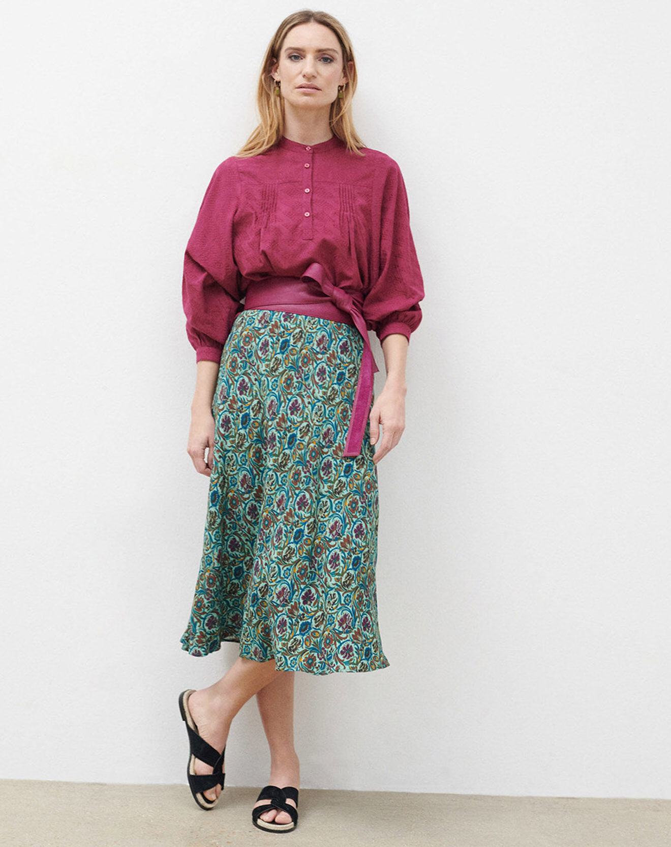 Caroll Blouse Célestine à borderies beaujolais