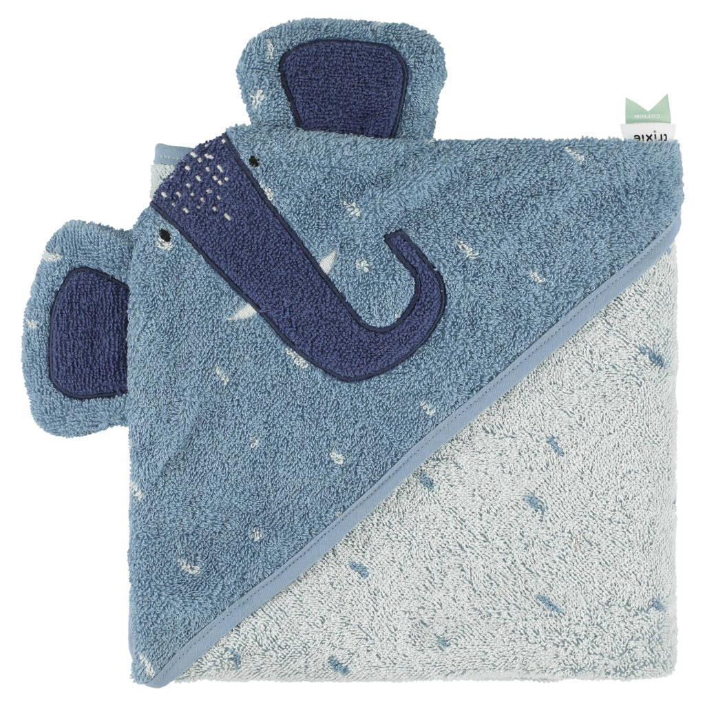 badcape Mrs. Elephant 75x75cm blauw