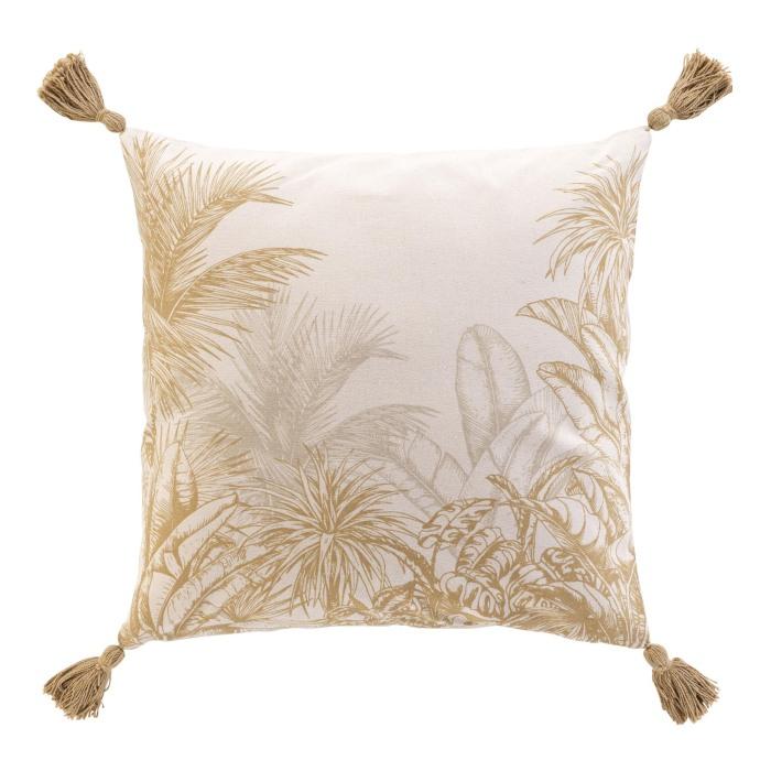 COUSSIN POMPONS 45X45CM IMPRIME DUNE