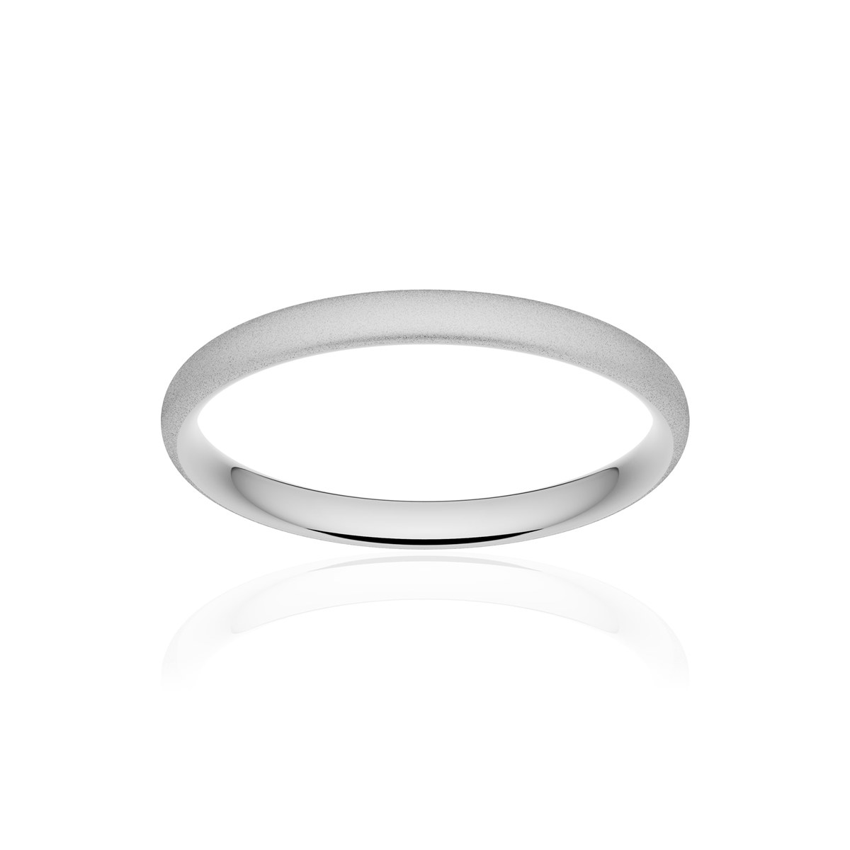 Alliance or 750 blanc sablé demi-jonc confort 2,5mm