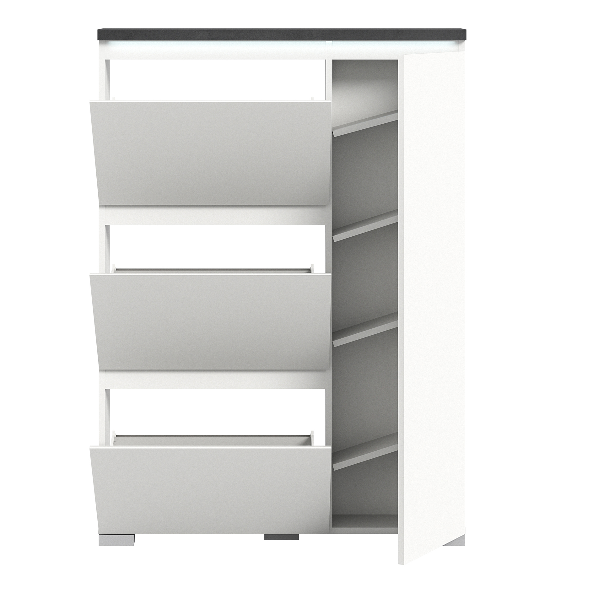 Schuhschrank SHOELOVE - weiß-Industrial grau - 95 cm