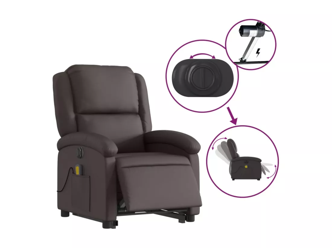 Fauteuil inclinable de massage électrique marron foncé