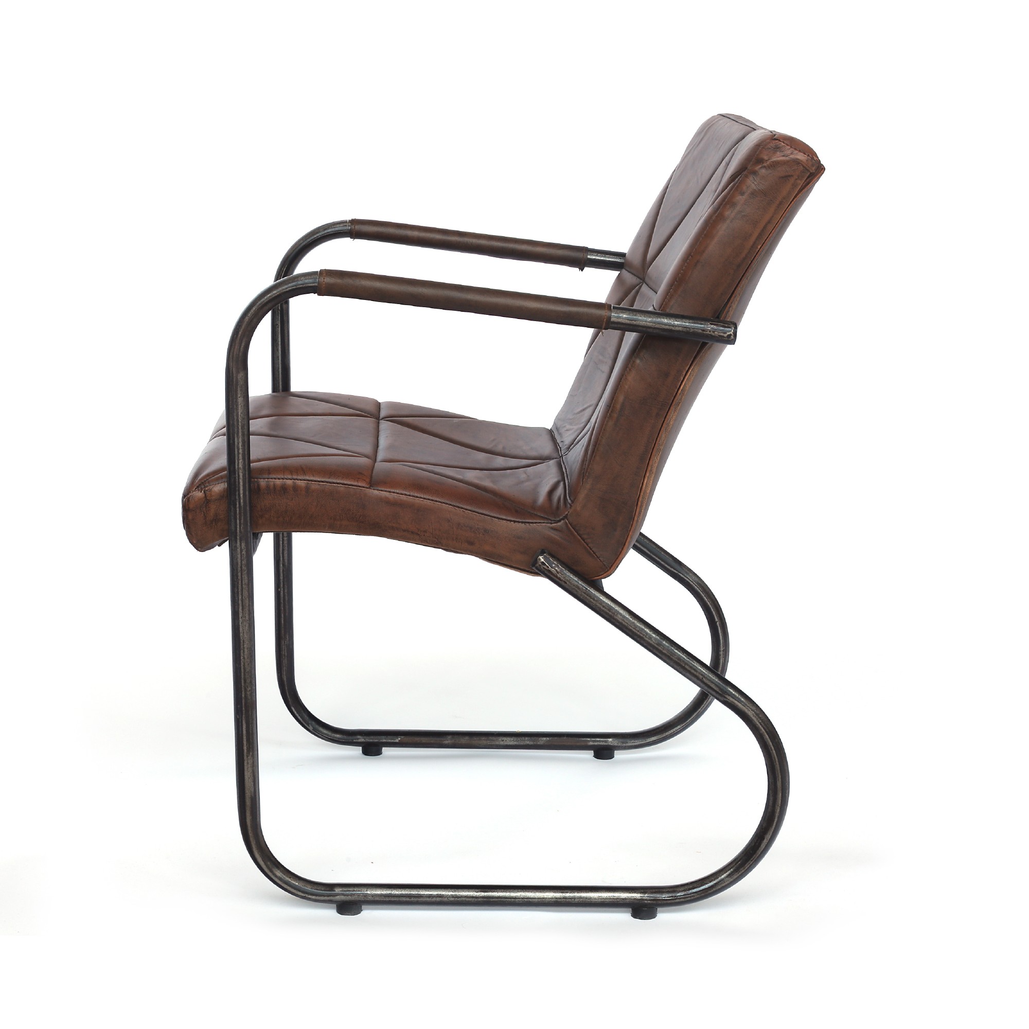 Lederstuhl 'Jess', braun, B 53 cm, L 65 cm, H 80 cm von fischer's lagerhaus