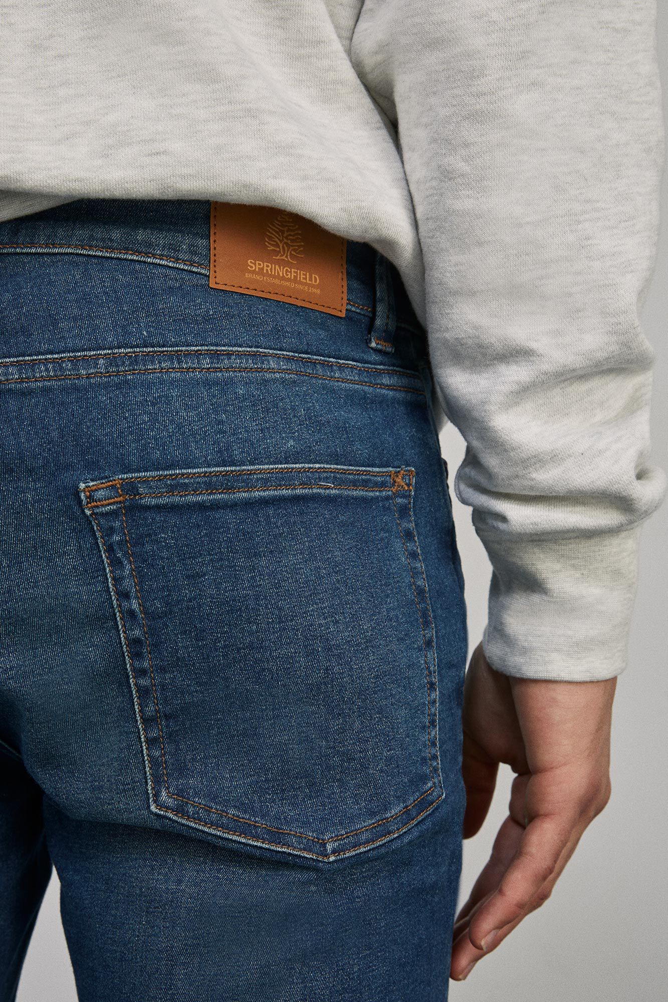 Calça jeans skinny destroyed de lavagem média escura - turquesa