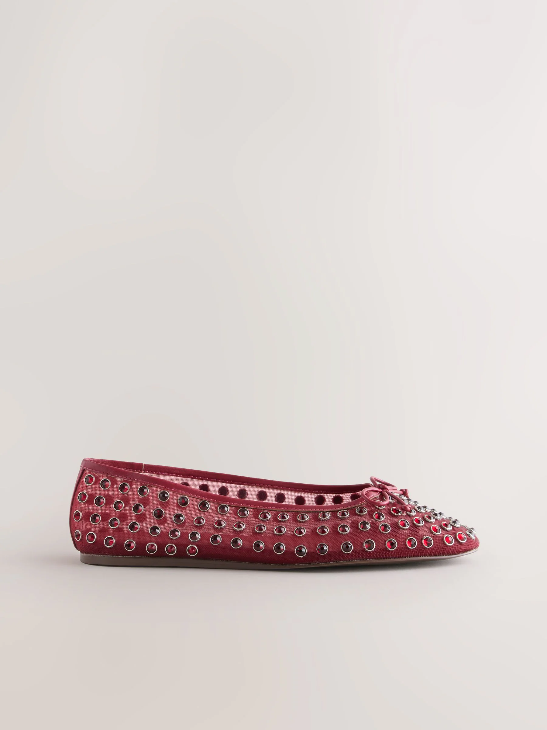 Rood - Forever Comfort® Mesh Jewelled Ballerina Shoes