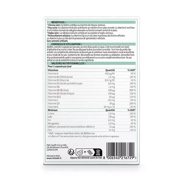 RICHELET Cabelo, Pele, Unhas, Suplemento Alimentar, 90 Cápsulas