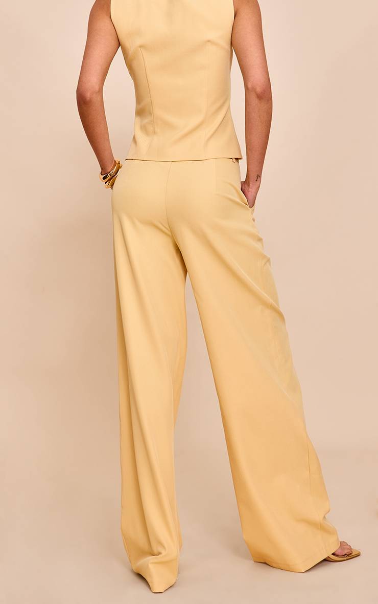 Butter Yellow Pantalon Large Tissé Ajusté Avec Détail Nœud À La Taille