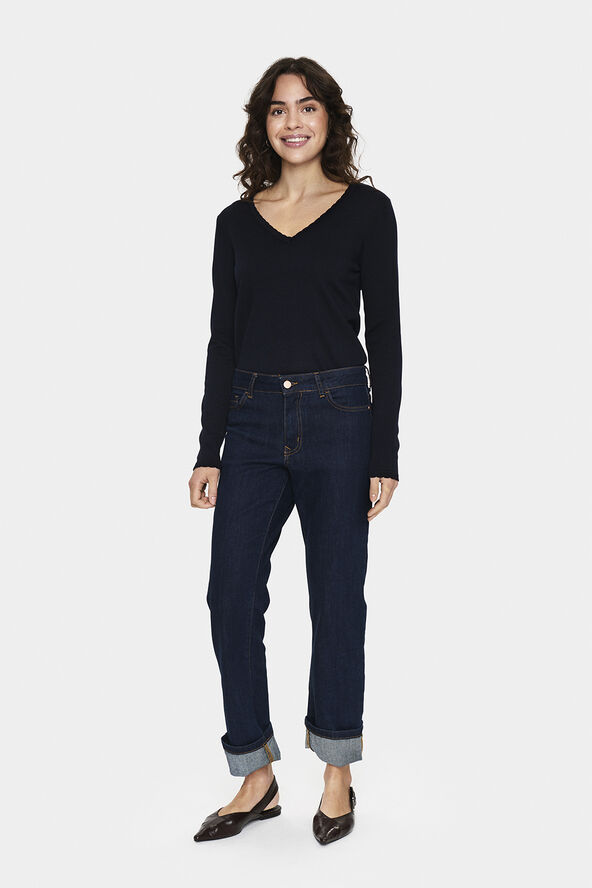 Saint Tropez MilaSZ LS V-Neck Pullover Night sky