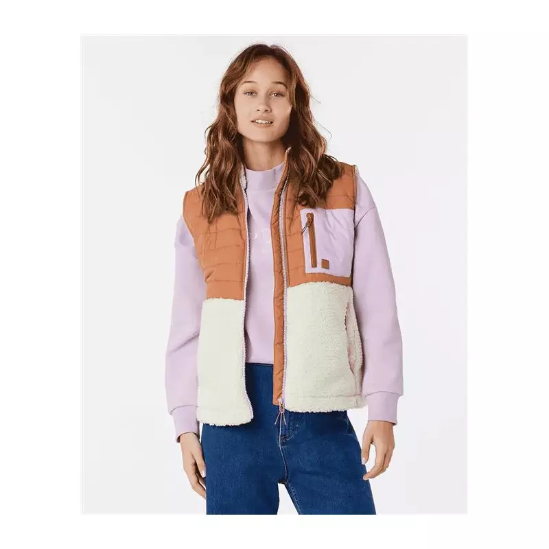 Sweat femme RIPCURL Anti-Series Anoeta Fleece Vest Light Brown