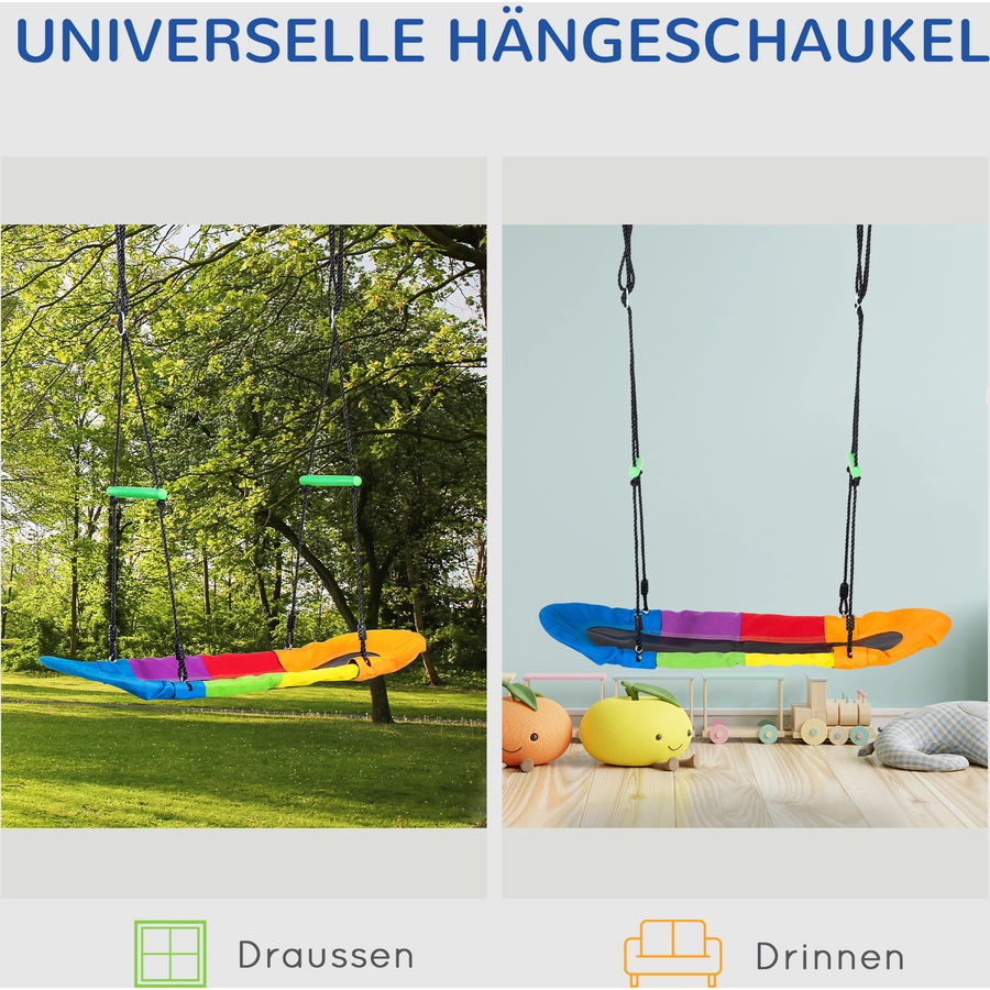 Outsunny Kinderschaukel mit einstellbaren Seilen bunt