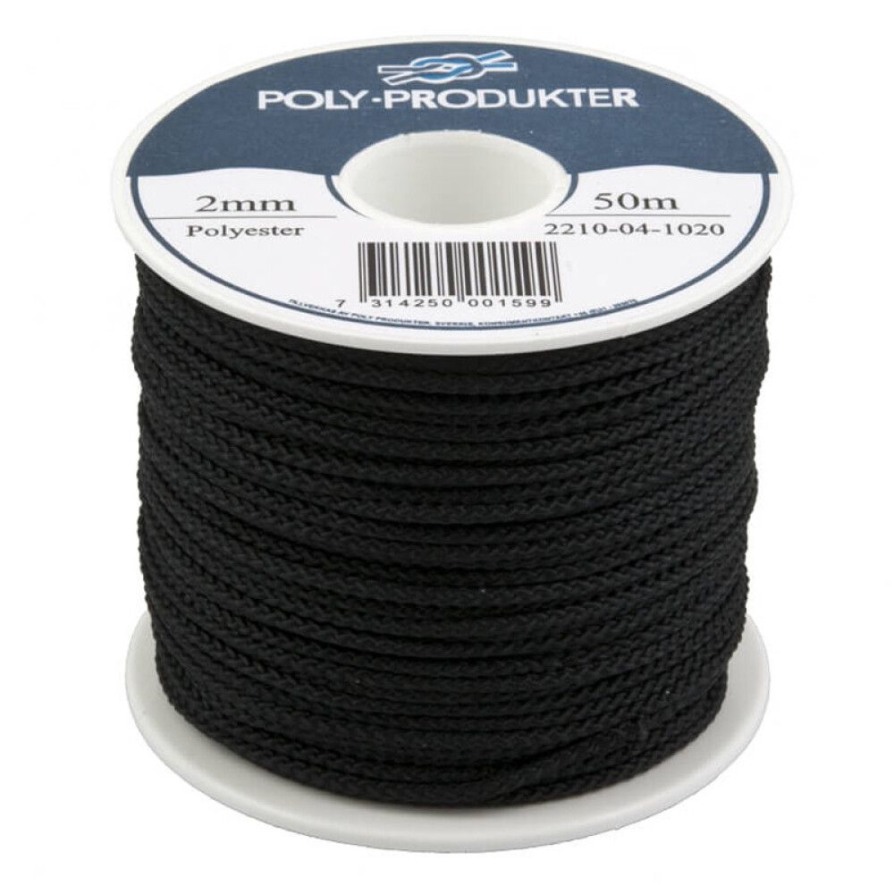 POLYESTERSILKELINE POLY-PRODUKTER Ø2MMX50M SVART