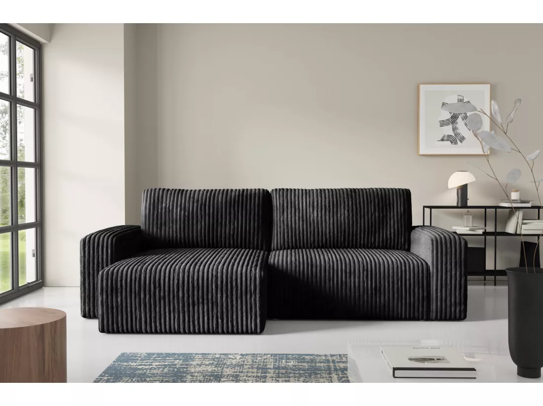 Canapé d'angle convertible Cord FANO Noir