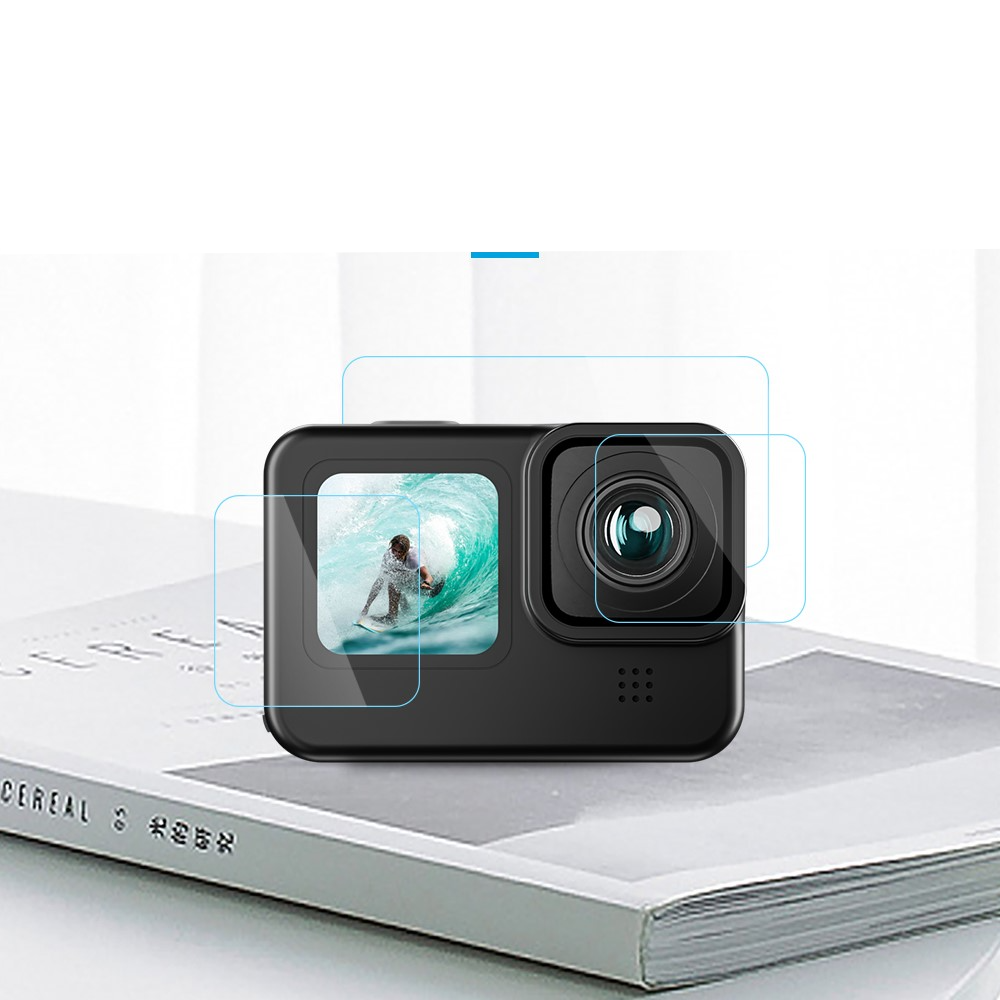 (3-tlg. Set) GoPro Hero 12 / 11 / 10 / 9 Black PET Display Schutzfolie (1x Kamera / 2x Display) - Transparent