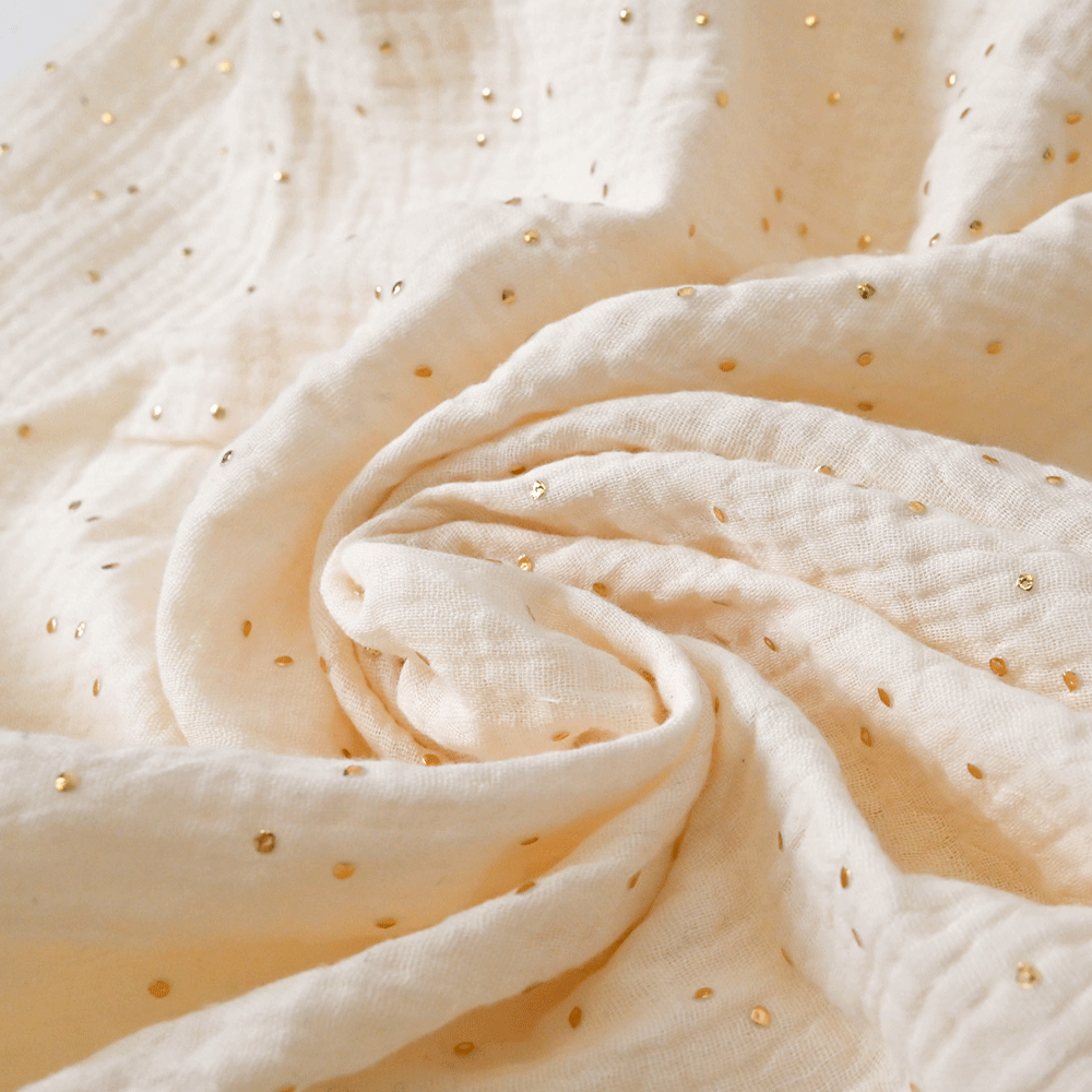 Elastiques Mousse Mini Bonbons Gaze Pois Or Écru