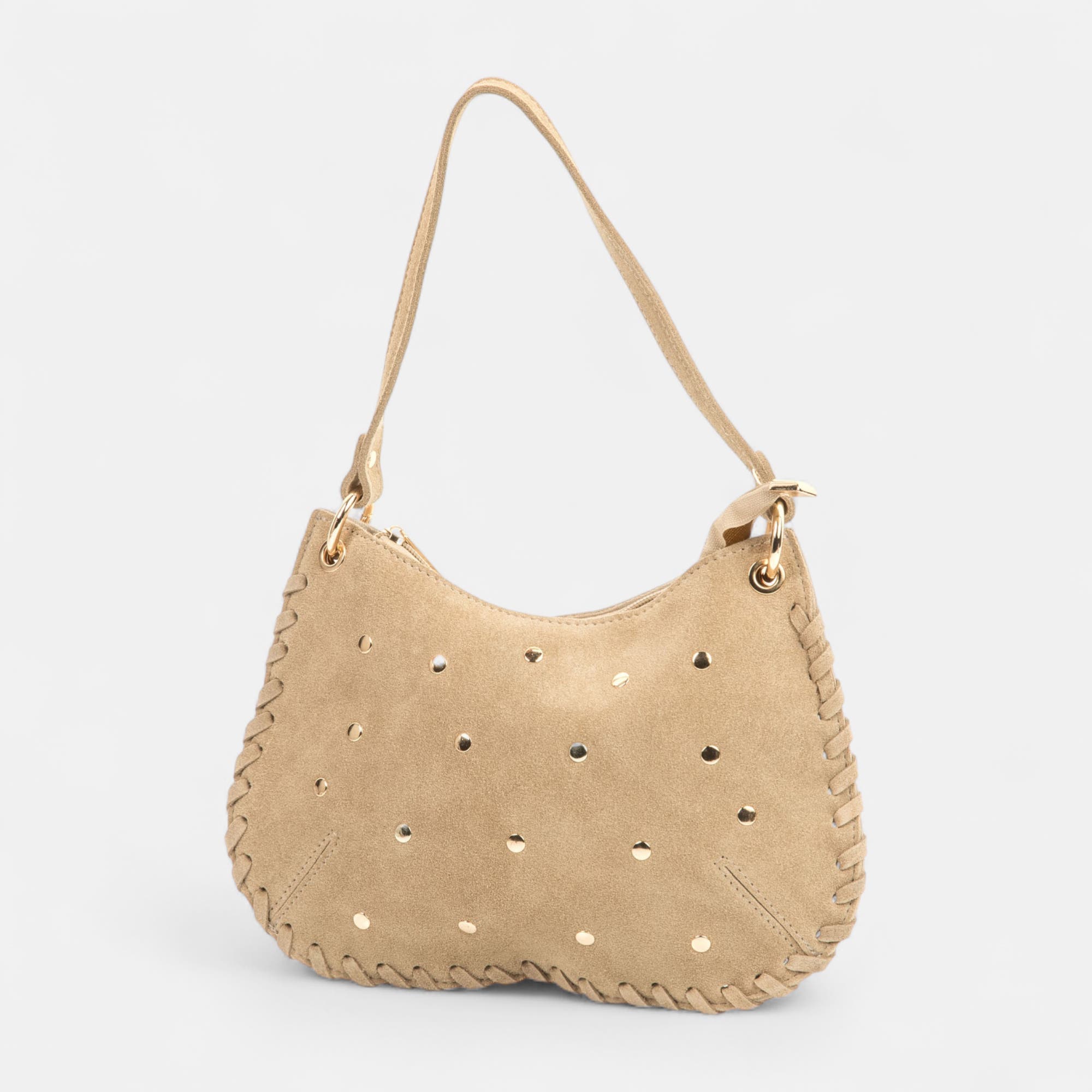 Sac bandoulière en cuir beige