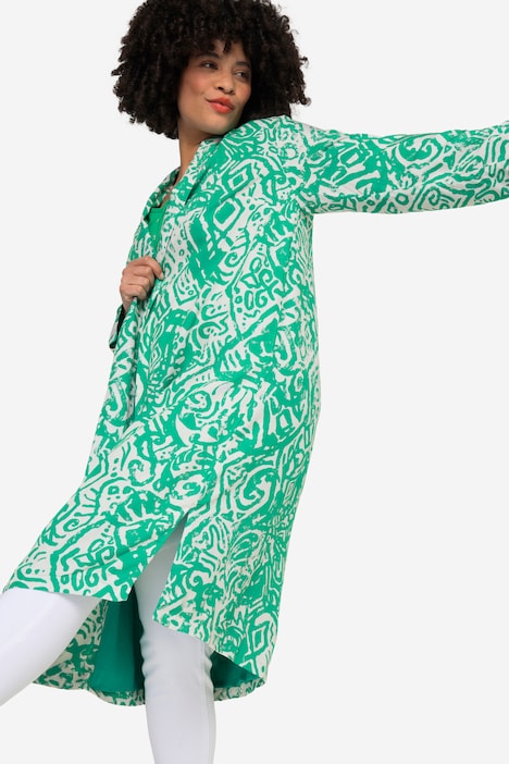 Kimono, Alloverdruck, offene Form, weiter Langarm