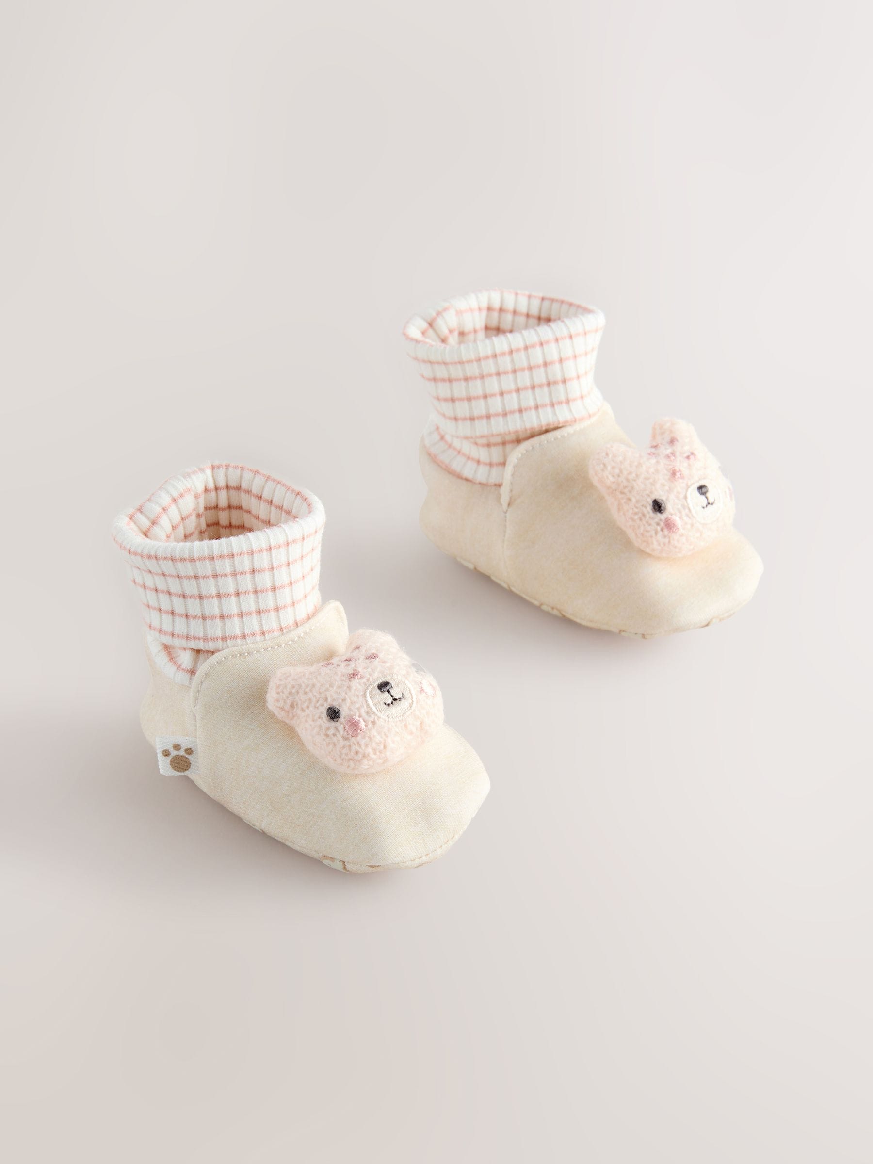 Neutraal met beren - Baby Sokken Top Boots (0-18mnd)