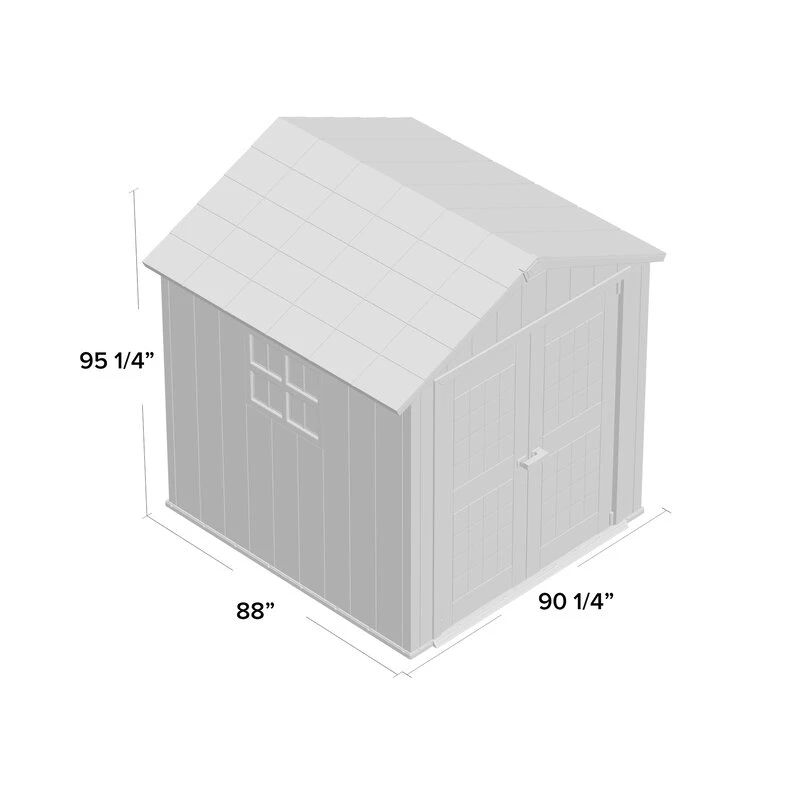Galpão de armazenamento de plástico Oakland, com 2,3 m de largura x 2,3 m de profundidade.