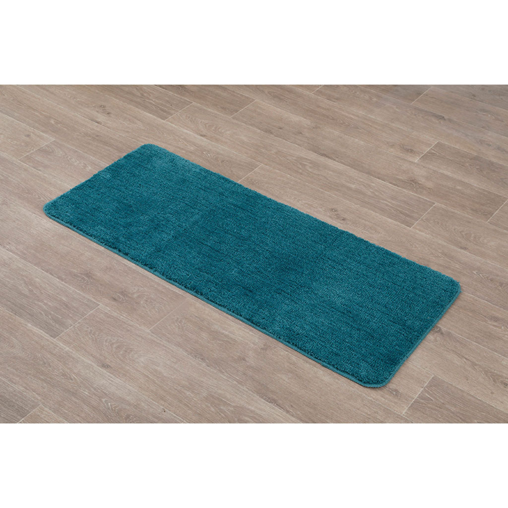 Tapis de bain microfibre bleu canard 50x120cm