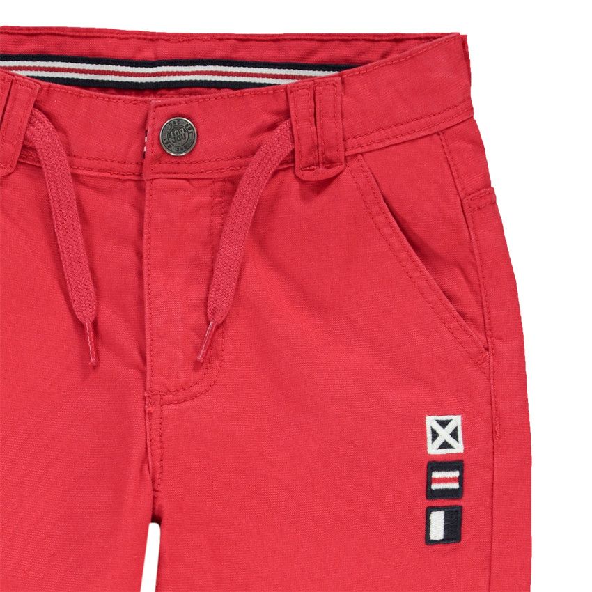 Pantalon cargo avec découpe aux genoux en tissu dobby pour garçon - Rouge